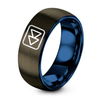 3 Year Gift Anniversary – gunmetal & blue tungsten rewind ring