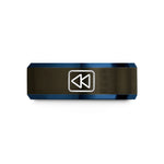 unique wedding bands men – gunmetal & blue tungsten rewind wedding band