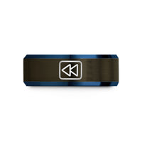 unique wedding bands men – gunmetal & blue tungsten rewind wedding band