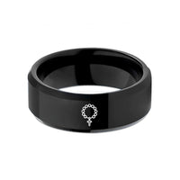 anniversary rings for couples – black tungsten rosary bead band wedding band