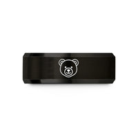 tungsten wedding band men – black & rose gold tungsten teddy bear wedding band