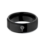 thoughtful presents for her – black tungsten landing net trout wedding band