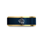 special presents for ladies – gold & blue tungsten mozzarella sticks wedding band