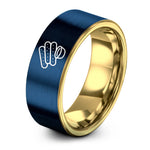 birthday present ideas her – gold & blue tungsten mozzarella sticks ring
