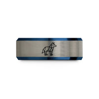 best present ideas her – black & blue & silver tungsten origami wolf wedding band
