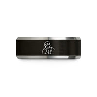 thoughtful presents for her – black & silver tungsten summit axe wedding band