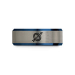 unique presents for her – black & blue & grey tungsten x ring arrow wedding band