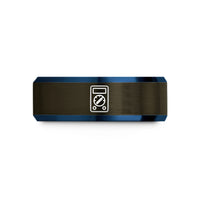 unique birthday presents her – gunmetal & blue tungsten digital multimeter wedding band