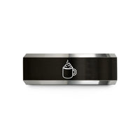 best presents for wife – black & grey tungsten hot chocolate mug wedding band