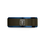 custom her ring band – gunmetal & blue tungsten smart meter wedding band