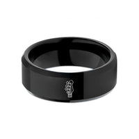 engaged rings for her – black tungsten bass headstock wedding band
