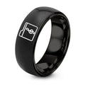 Music Clef – Tungsten Wedding Band, 8 mm, Gunmetal, Black Comfort-Fit Unisex