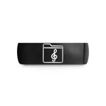 unique present ideas couples – black tungsten music clef wedding band