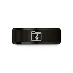 custom wedding rings men – black tungsten music clef wedding band