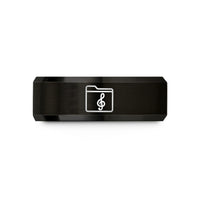 custom wedding rings men – black tungsten music clef wedding band