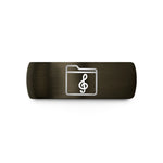 custom wedding rings men – gunmetal & black tungsten music clef wedding band