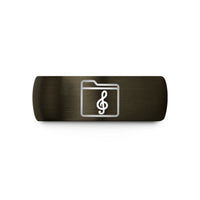custom wedding rings men – gunmetal & black tungsten music clef wedding band