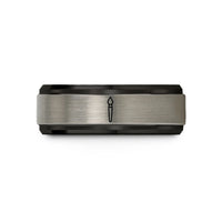 personalized rings for couples – black & gray tungsten painter brush wedding band