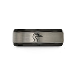personalized rings for men – black & blue & gray tungsten heron wedding band