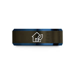 tungsten wedding bands men – gunmetal & blue tungsten house leaf wedding band