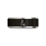 engraved rings for him – black & silver tungsten marching snare drummer wedding band