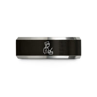 engraved rings for him – black & silver tungsten marching snare drummer wedding band