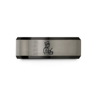 engraved rings for him – black & silver tungsten marching snare drummer wedding band
