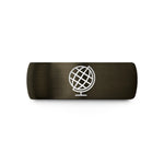 present rings for husband – gunmetal & black tungsten tilted globe wedding band