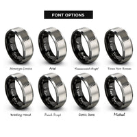 font options for inside engraving on black & silver 35mm audio jack rings