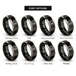 font options for inside engraving on black & silver 35mm film strip rings