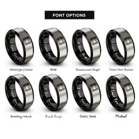 font options for inside engraving on black & grey 35mm film strip rings