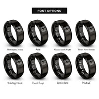 font options for inside engraving on black 35mm film strip rings
