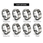 font options for inside engraving on grey 35mm film strip rings