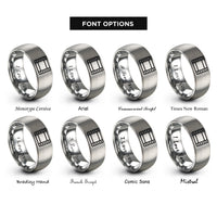font options for inside engraving on grey 35mm film strip rings