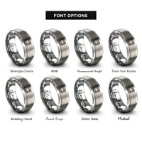 font options for inside engraving on grey 35mm film strip rings