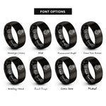 font options for inside engraving on black 360 camera rings