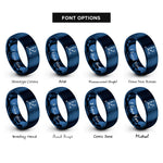 font options for inside engraving on blue 3d axes rings