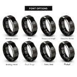 font options for inside engraving on black & gray 3d cube rings