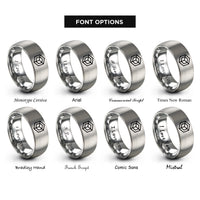 font options for inside engraving on silver 3d cube rings