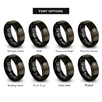 font options for inside engraving on gunmetal & black 3d cube rings