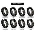 font options for inside engraving on black & silver 3d deer target rings