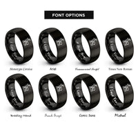 font options for inside engraving on black 3d deer target rings