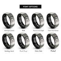 font options for inside engraving on black & silver 3d printer icon rings