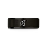 personalized rings for him – black tungsten mute icon wedding band