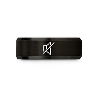 personalized rings for him – black tungsten mute icon wedding band