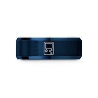 engraved tungsten rings – blue tungsten retro pocket console wedding band