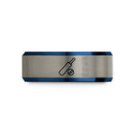 unique presents for her – black & blue & gray tungsten cricket ball bat wedding band