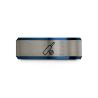 unique presents for her – black & blue & gray tungsten cricket ball bat wedding band