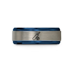 anniversary ring for wife – blue & grey tungsten cricket ball bat wedding band