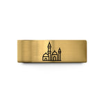 gold ring for women – gold tungsten minaret skyline wedding band